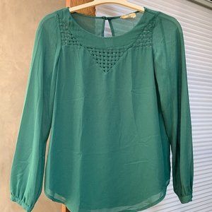 Lost April Green Long Sleeve Blouse